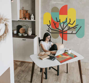 Wandtattoo Baum Industrielle geometrische Eiche - TenStickers