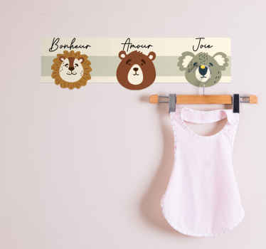 Sticker mural porte-manteau animaux boho - TenStickers