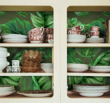 Vinilo mueble vitrina plantas tropicales - TenVinilo