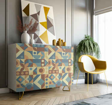 Adhésif meuble vintage géométrique - TenStickers