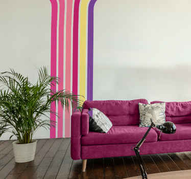 Roze retro golven muursticker - TenStickers
