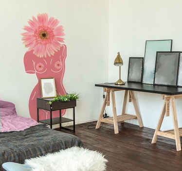 Sticker met vrouwelijk lichaam en bloemenhoofd - TenStickers