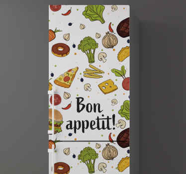 Vinilo para nevera ilustración comida - TenVinilo