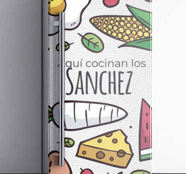 Vinilo para nevera frutas con apellido personalizado - TenVinilo