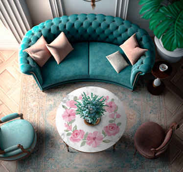 Sticker couronne de fleurs avec marbre - TenStickers