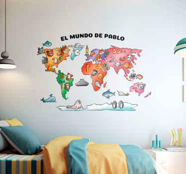 Mural mapamundi el mundo personalizable - TenVinilo