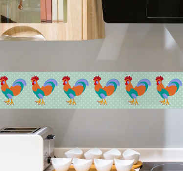 Colorful realistic rooster wall border sticker - TenStickers