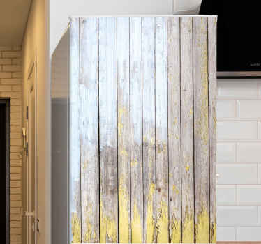 Rustic planks painted in white fridge decal - TenStickers