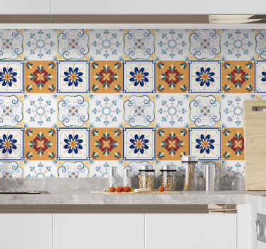 Multicolored  hydraulic kitchen tile sticker - TenStickers