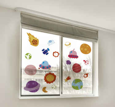 Space illustrations window stickers - TenStickers