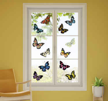 butterfly with bright colors flying sticker - TenStickers