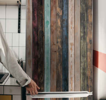 Colorful painted vertical planks fridge decal - TenStickers