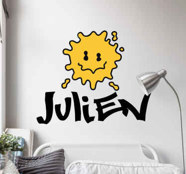 Emoji face with graffiti name sticker - TenStickers