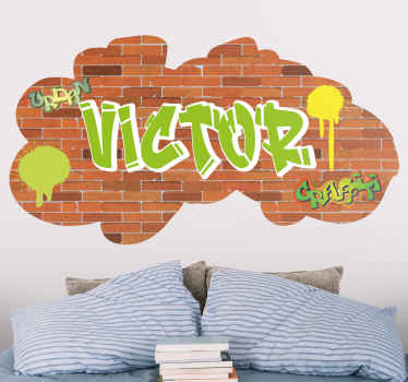 Brick wall with graffitti name  sticker - TenStickers