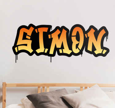 Stickers maken Zwarte achtergrond met oranje graffiti naam - TenStickers
