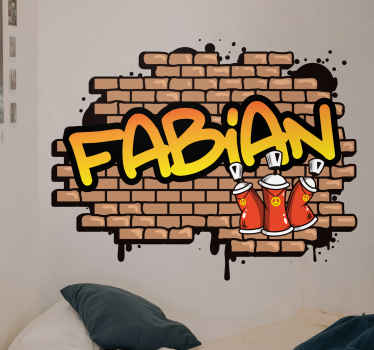 Personalisierter Aufkleber Graffitiname mit roten farbdosen - TenStickers