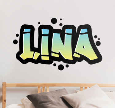 Vlastní nálepka názvu modré a žluté graffitti - TenStickers