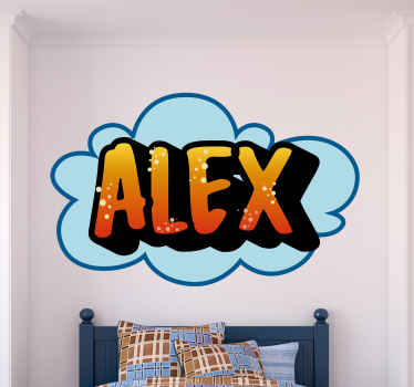 Oransje graffitti med blå bakgrunn klistremerke klassikere - Tenstickers