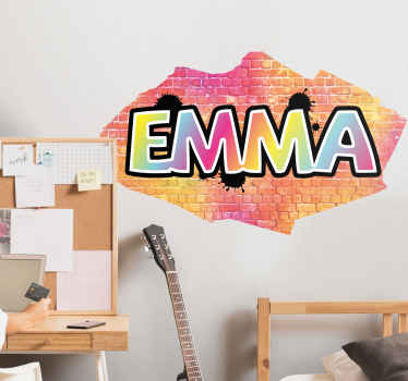 Personalisierter Aufkleber Bunte graffiti bemalte wand mit Namen - TenStickers