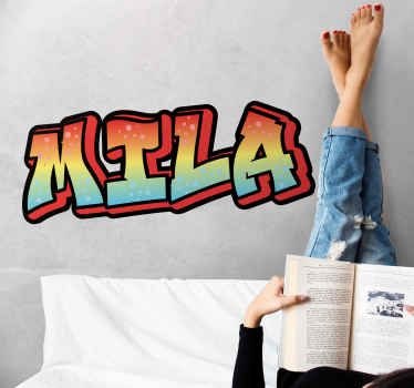 Stickers maken Rood gele en blauwe graffiti naam - TenStickers