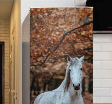 Cal în toamnă frunze autocolant cald frigider - TenStickers