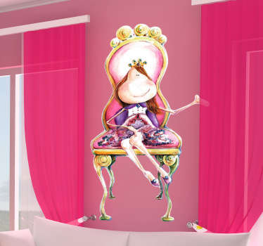 Cartoon Princess On Throne Sticker - TenStickers