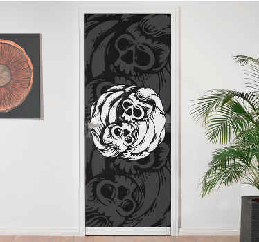 črno -bela nalepka za vrata yin yang - TenStickers