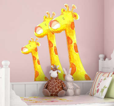 孩子们三只长颈鹿墙贴 - TenStickers