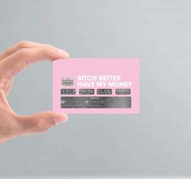 Soft Pink Color with text credit card sticker - TenStickers