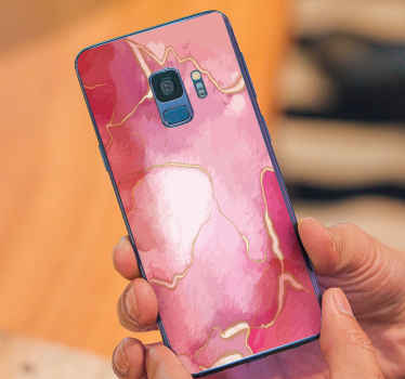 Sticker para Samsung Efecto mármol rosa y dorado - TenVinilo