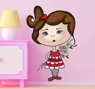 Wandtattoo Kinderzimmer Mädchen mit Blumen - TenStickers