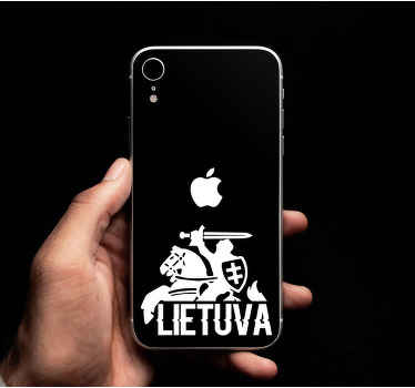 Vytis logotipas ir tekstas lietuva iphone lipdukas - „Tenstickers“