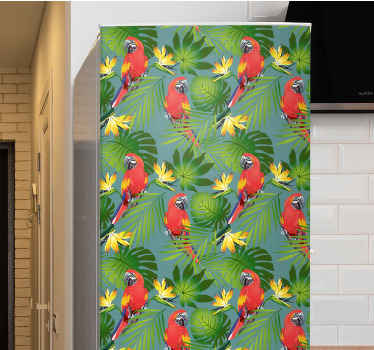 αυτοκόλλητο παπαγάλων σε μπλε μαύρο φόντο ψυγείο - TenStickers