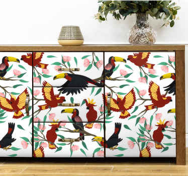 Carta adesiva per mobile vivace avifauna tropicale - TenStickers