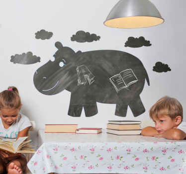 Cute Hippo Design chalkboard sticker - TenStickers