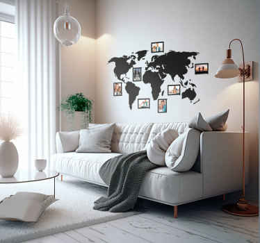Vinilo pared mapamundi con marcos - TenVinilo