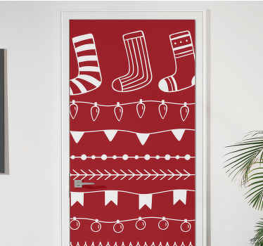 Veseli praznični vzorci nalepka za vrata - TenStickers