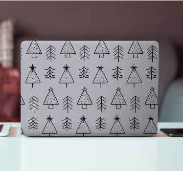 Sticker pour ordinateur sapins de noël à motifs - TenStickers