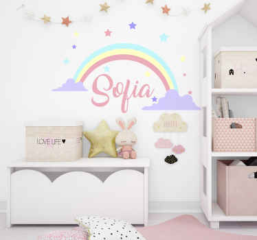 Customizable name rainbow wall sticker for kids - TenStickers