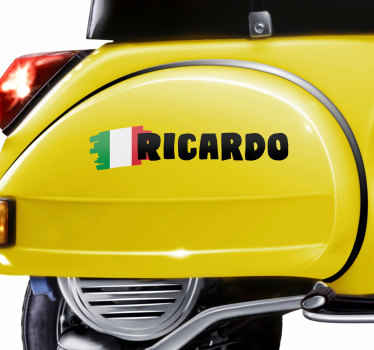 Adesivo motot con bandiera italiana e nome - TenStickers