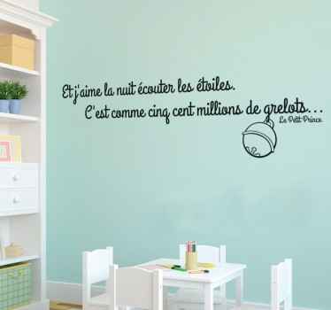 Sticker mural citation en français Petit Prince étoiles - TenStickers