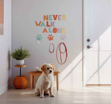 never walk alone dog leash wall sticker - TenStickers