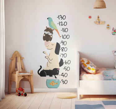Sticker enfant toise avec animaux de compagnie - TenStickers