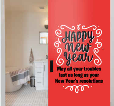 Funny Happy new year quote door sticker - TenStickers