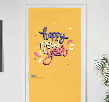 Praznični novoletni pozdrav nalepka za vrata - TenStickers