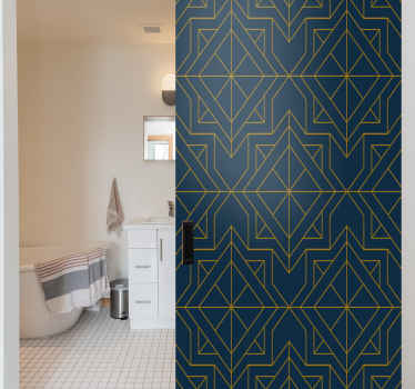 Elegant art deco dybblåt mønster dørmærkat - TenStickers