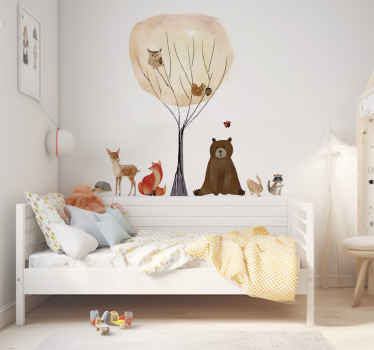 Muursticker kinderkamer met wilde dieren herfst - TenStickers