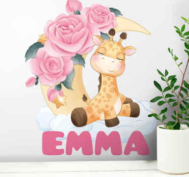 Wandtattoo Kinderzimmer giraffe mit blumen - TenStickers