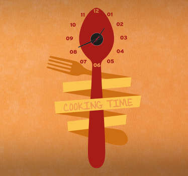 Sticker orologio cucchiaio e forchetta - TenStickers