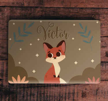 Adesivo per pc Simpatica volpe per ragazzo con nome - TenStickers